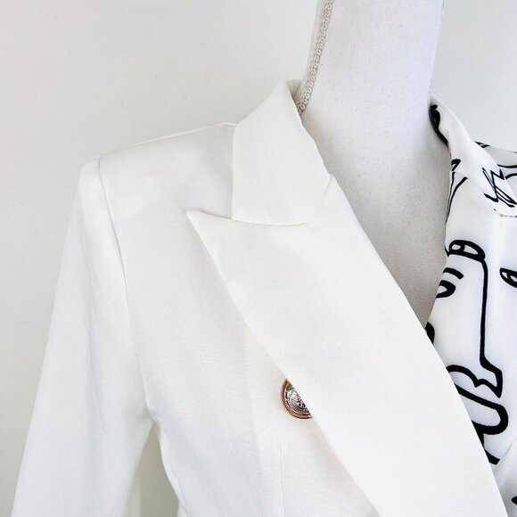 *New* Koandaily Black & White Faces Art Deco Wearable Art Blazer Jacket Sz Small - Picture 3 of 11